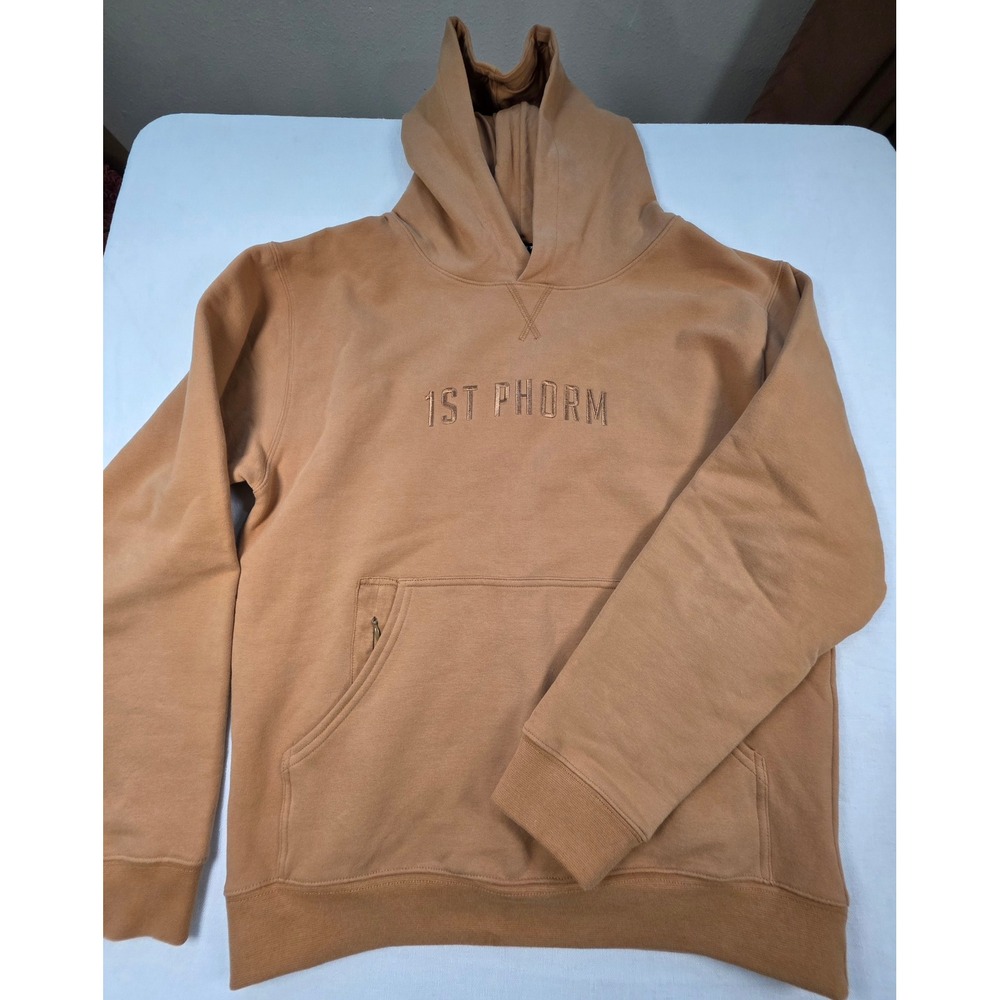 1st Phorm Hoodie Mens Medium Tan Pullover Gym Workout Athleisure gorpcore street - Picture 2 of 9